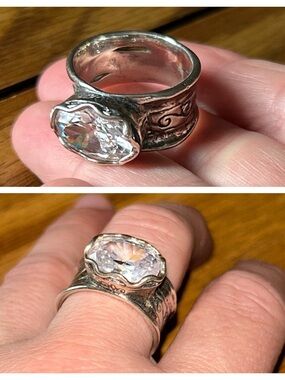 Silpada Sterling Silver 925 Rustic Royalty Cubic Zirconia Ring Jewelry Sz 9